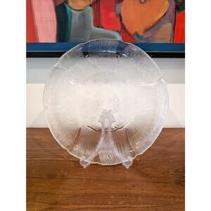 Vintage Arcoroc “Fleur” Clear Glass 13" Serving Torte Platter – Floral 70s 80s